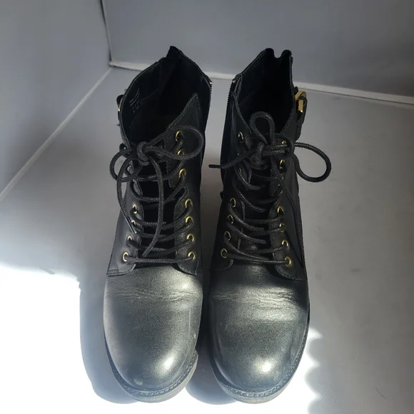 Aldo Lace Up Ankle Leather Boots Size 9 - Picture 2 of 6